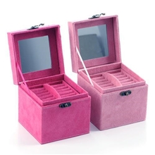 厂家直销一件代发欧式兔绒三层首饰盒收纳盒项链戒指盒8518