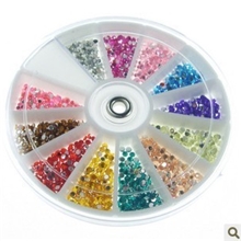 美甲用品产品指甲片饰品平底彩色台湾亚克力水钻石12色1200颗