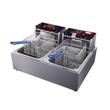 新粤海双缸双筛电炸炉油炸锅炸薯条鸡柳机烧烤油炸设备