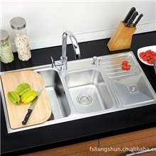 供应进口整体拉深高级304#珍珠砂一体双水槽小R洗涤槽