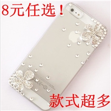 樱花iphone5手机壳苹果4代4s水钻外壳子钻壳保护套潮壳批发厂家