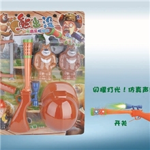 熊出没玩具带熊大熊二光头强光头强电动枪电锯帽子套装