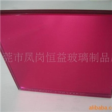夹胶玻璃--夹层玻璃---白玻夹玫红色胶片