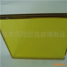 夹丝玻璃---夹层玻璃--白玻夹金黄色胶片