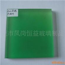 夹胶玻璃-夹层玻璃--白玻夹绿色胶片--有色夹层玻