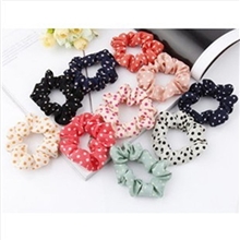 S004饰品批发新款可爱糖果色布艺波点发圈皮筋发饰头花橡皮筋