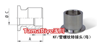 KF接口转管螺纹真空密封接头