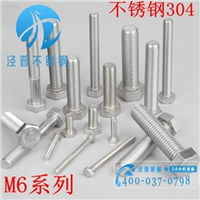 【正宗304不锈钢】M6mm粗细外六角螺栓全牙螺丝公制牙德标螺杆