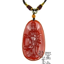 爵饰巴西红玛瑙观音挂件硕大站观音鲜红透亮62*37*8mm2130