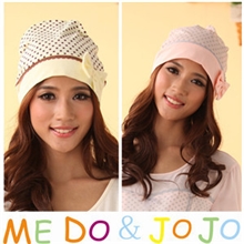 MEDOJOJO新款韩版圆点蝴蝶结防头风孕妇帽产妇帽月子帽1208