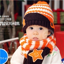 S3624儿童帽子围巾两件套婴儿帽子围巾批发韩版儿童帽围脖