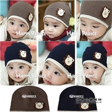 S309儿童帽子批发卡通刺猬贴标宝宝套头帽胎帽2色