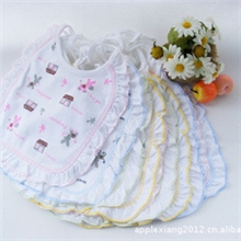 厂家直销宝宝纯全棉水口水巾可爱小毛驴花边口水巾围兜\围嘴