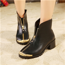 欧洲站2013春秋新款欧美大牌范平跟短靴前拉链靴子代发批发