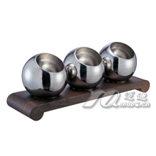 木纹不锈钢架|球形食物罐|木纹食物架套装MD-121795