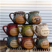 厂价批发日用创意陶瓷杯复古牛奶杯咖啡杯ZAKK日式陶瓷杯多色混批