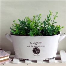 批发zkaak杂货陶瓷花盆花器仿搪瓷做旧收纳容器欧式扁形花盆