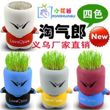 1件代发地摊货源（淘气郎草娃娃）微型盆景办公室diy种植盆景