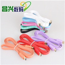 厂家供应批发电脑电视连接线扁平多彩色高清hdmi线1.5米1.4版