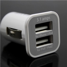 优胜仕3.1AiPad2iPhone5/4S车载充电器,mini型状双USB车充,