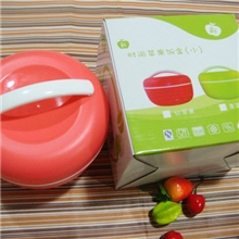 塑料苹果饭盒双层学生手提便当盒塑料饭盒旅行饭盒配彩盒