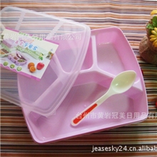 PP塑料四格快餐饭盒大容量1260ML学生餐盒饭盒可循环使用