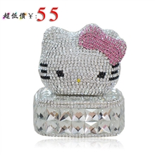 车载香水汽车香水座坐KT头镶钻爪链hellokitty贴钻水晶