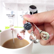 韩式创意水滴钻勺子不锈钢咖啡勺冰激凌勺蛋糕雪糕勺搅拌勺