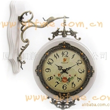 实木挂钟田园钟表仿古钟表双面挂钟丽声钟表仙鹤双面钟