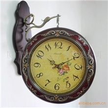 精工制作高档实木双面钟/双面挂钟/实木钟表太阳机芯大钟面