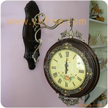 木制座钟/仿古钟表/田园时钟/复古钟表/双面钟表丽声实木双面钟