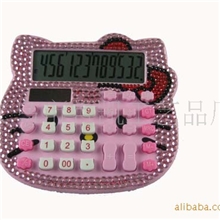 百凯正款镶钻kt猫造型计算器，高档镶钻办公礼品计算器