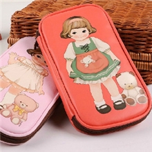 韩国文具高档PU皮质可爱洋娃娃大容量笔袋/收纳包/文具袋