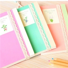 默默兔韩国文具批发笔记本/记事本素色蕾丝绑带日记本