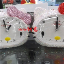 卡通kt闹钟语音懒猪起床闹钟HELLOKITTY猫闹钟镶钻闹钟