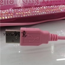 镶钻KT猫USB键盘hellokitty可爱笔记本电脑镶钻键盘
