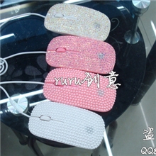 镶钻鼠标苹果鼠标贴钻有线鼠标电脑配件超薄鼠标