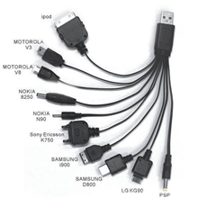 USB万能充电器诺基亚充电器一托十数据线厂家直销