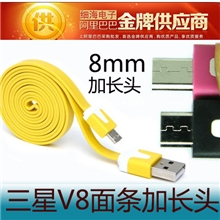 手机数据线三星安卓手机充电彩色v8micro面条数据线生产厂家批发