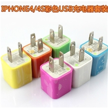 充电器彩色iphone手机充电头接口三星HTC绿点充电器厂家批发
