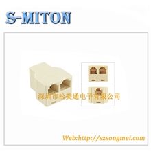 厂家直销电话转接头/电话三通/6P4C插座/直通头/三通