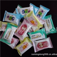 厂家批发10片装卡通版系列洁肤柔湿巾可加工定制