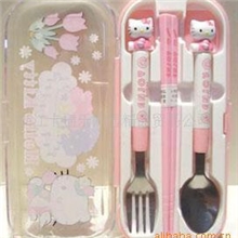 批发供应HelloKitty餐具套装筷子饭勺子叉子三件套