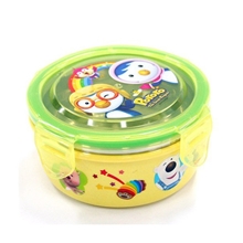 小企鹅Pororo儿童不锈钢圆形饭盒盖碗小号韩国进口正品11cm