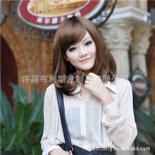 假发批发韩版新款斜刘海梨花头假发女生女士高温丝蓬松自然假发