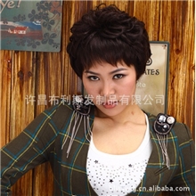 假发厂家批发中老年假发短发短卷齐刘海妈妈款高温丝假发套