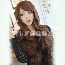 罗曼丝假发头套批发女生长卷发斜刘海俏丽淑女潮流假发现货