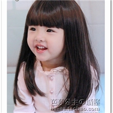 儿童假发整顶假发齐刘海梨花卷长直微卷儿童摄影拍照发型