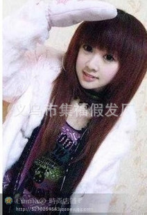 可可蓬松非主流假发齐刘海长直发jiafa