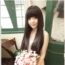 cos韩国真人模特假发长直发欧美时尚直发假发义乌厂家出口批发